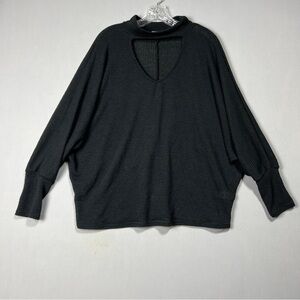 BIBI Black Waffle Knit Top Long Sleeve Women’s Size M